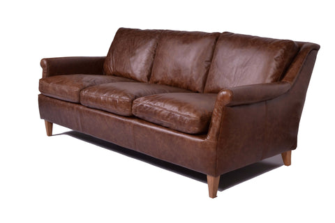 Club Sofa 3 Seat Cigar Leather 182x90x85