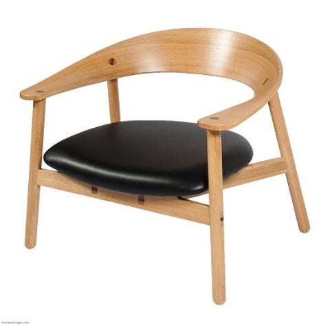 Bentwood Arm Chair - Natural Oak and Black Leather