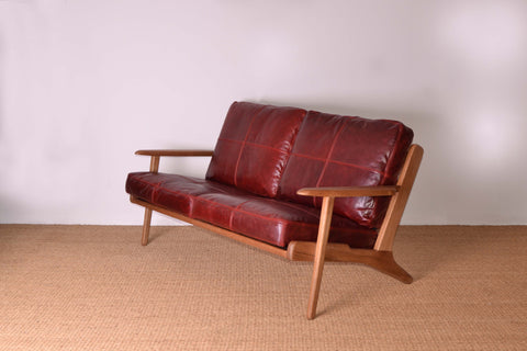 Map Sofa 2 Seat Red Leather 150x80x75